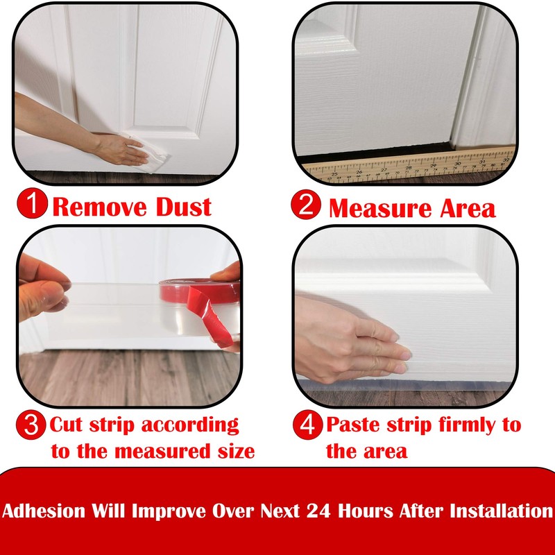 Brandzini Clear Weather Stripping Tape, Door Draft Seal Silicone Strip.