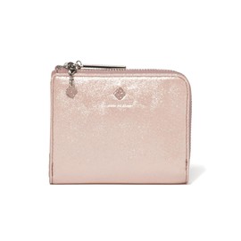 JILL STUART JSLW4AS2 Folding Wallet, Breeze, Pigskin Leather, Lurex Film Processing, Bifold L-Shaped Zipper, Slim Wallet, Thin, Compact, Includes Original Charm, Stylish, Adult Cute, Pink, One size