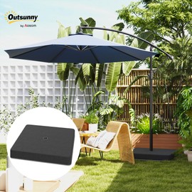 Outsunny 4 Piece 176 lbs Cantilever Umbrella Base Weight Set with Waterproof Anti-UV Cover, Heavy Duty Outdoor Weights for Offset Umbrella Stand with Easy-Fill Spouts for Sand (Black)