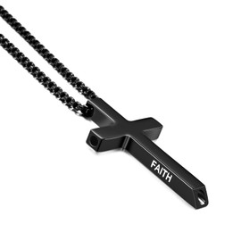 Alissl Breathing Necklace Stop Smoking Aids that Work Stainless Steel Cross with Black Faith Scripture Stylish Portable Unisex Gift for Meditation, Stress Relief, Mindfulness