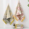 YiLUOMO Hand Towel Soft All-Over Flora Print 100% Cotton Muslin