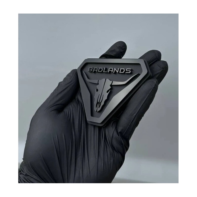 UsaStandard 2x Car Fender Badlands Long Horn Emblem Badge Black