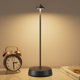 Jesiley Cordless LED Table Lamp Rechargeable Battery Operated 6000mAh Touch Dimmable Lamp IP54 Waterproof Portable Wireless Table Light for Home Restaurant Bar Indoor/Outdoor (Black)