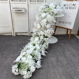 Lucky flower Camino de 1 m / 3 pies Hilera de Flores Flores Artificiales para Centro de Mesa Decoración de Boda Mezcla de Flores Telón de Fondo Arcos de Pared Decoración (A10)