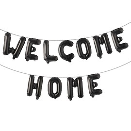 Welcome Home Banner Balloons 16 Inch Balloons Metal Letter Balloons for Birthday Party Decoration (Welcome Home Black)