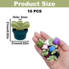 10PCS 3D Flower Pot Silicone Beads, Light Green Grass Pot Silicone Focal Beads for Keychain Making, Cute Grass Plants Loose Beads Bulk for Pens DIY Crafts Necklace Bracelet Lanyards
