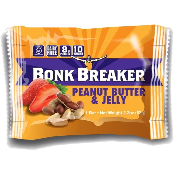 Bonk Breaker Energy Bar, Peanut Butter and Jelly, 2.2 Oz (12 Count), Gluten Free & Dairy Free