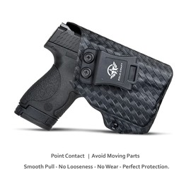 M&P Shield 40 Holster with TLR-6 Light Laser Carbon Fiber for Smith & Wesson M&P Shield 9mm/.40 w/TLR-6 - Inside Waistband Holster M&P Shield 9mm with Laser Pouch (Weave Black, Right)