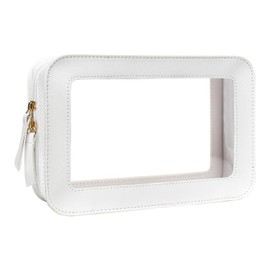 1 Piece Small Transparent Travel Toilet Bag, Small Transparent Cosmetic Bag, Waterproof Cosmetic Bag, Waterproof Cosmetic Bag with Zip, for Women and Girls (White)