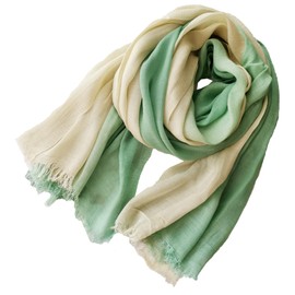 ANIDL Cotton Linen Fashion Scarf,Gradient Two-tone Four Season Scarf Shawl Beach Gauze,Long Lightweight Travel scarf 75"×35" (Beige + mint green)