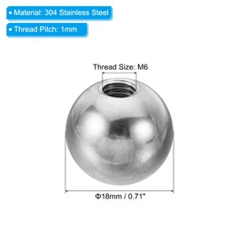 PATIKIL Nuts Button 4 Pack M6 Internal Thread 18 mm AD 304 Stainless Steel Round Ball Screw Cap Cover for Lighting Furniture DIY Decoration Silver