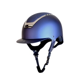 Rhinegold Pro Carbon HORSE RIDING HAT with Removable Lining, Kids and Adult Horse Riding Helmets, 57cm, Navy/Glitter