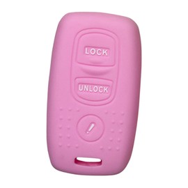 Silicone Key Fob Cover, Keyless Replacement Fit for Mazda Protege MPV Mazda-3 Speed3 6-Sports-Hatchback 6-Sports-Wagon 6-Sports Mazda-5, 3 Buttons Key Fob Cover Protector (Pink)