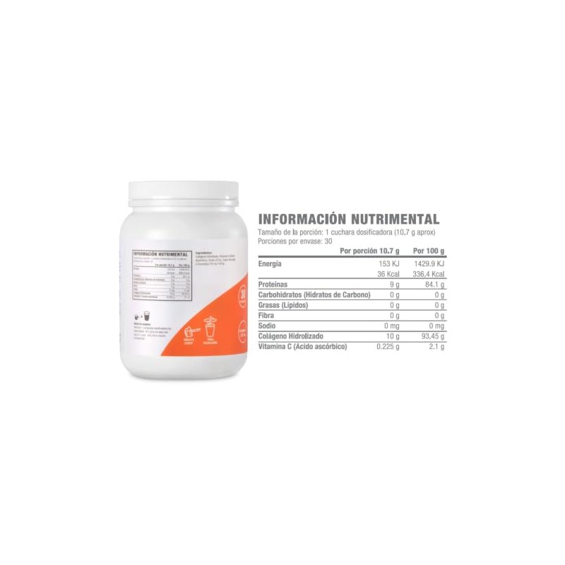 Life180 Colágeno Hidrolizado Polvo Sabor Naranja Paquete Piezas 450 Porciones