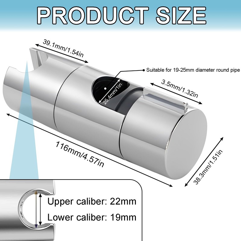 Hand Shower Holder 18-25 mm Adjustable Diameter Shower Holder for