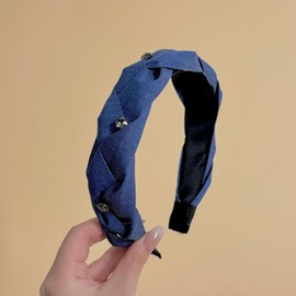 EZ PEACH Headband Braid Style Rope Style Shiny Shiny Shiny Head Access Hair Daily Hair Accessory Cute Bangs Hair Closure Hair Ornaments Wedding Recitals Entrance Ceremony (Denim Style, Width Approx