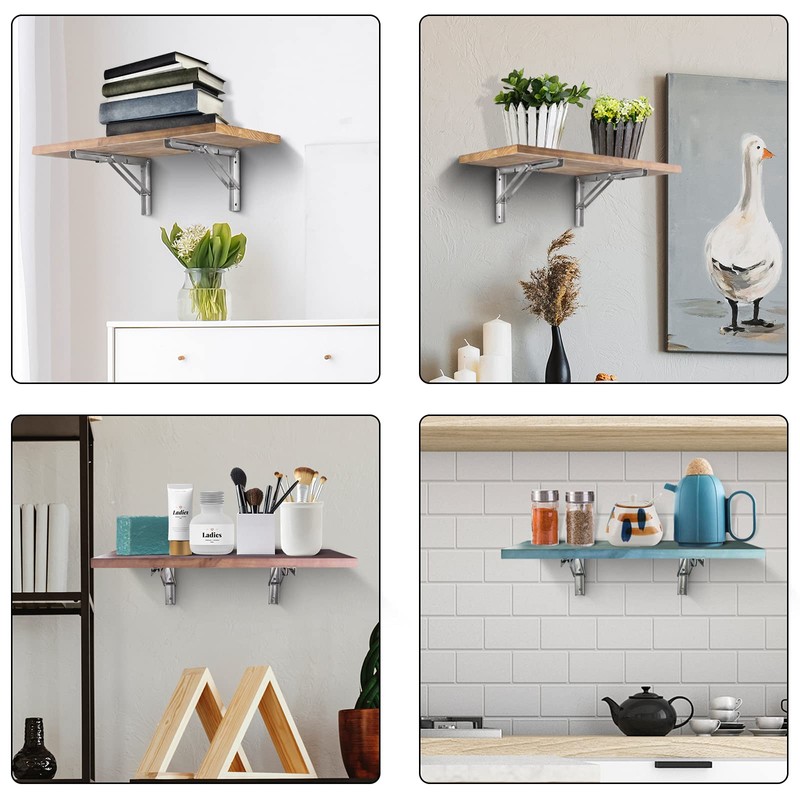 Folding Shelf Brackets 16 Inch, Pynsseu Heavy Duty Stainless Steel