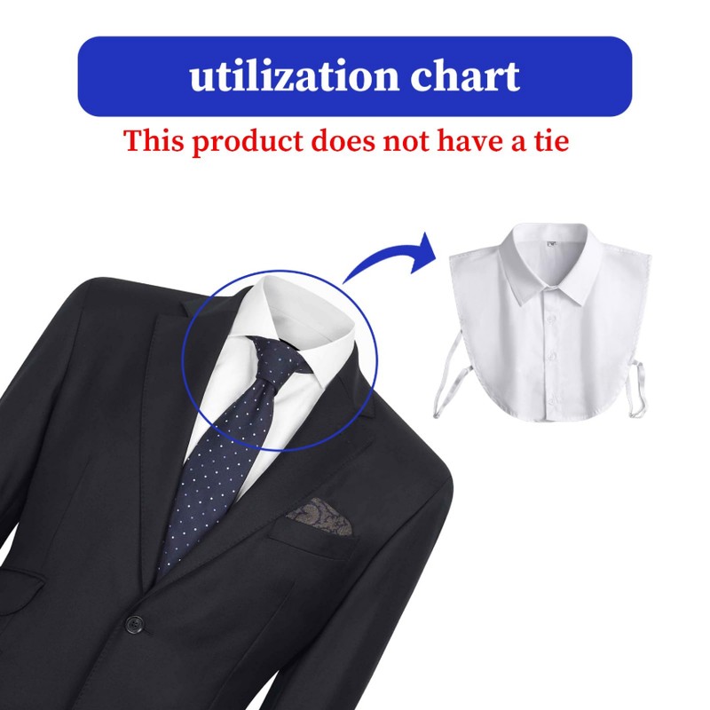 FunnAura White Detachable Collar, Universal Fake Collar for Women Men