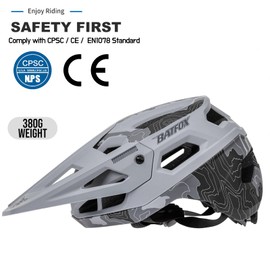 BATFOX Bike Helmet,Mountain Bike Helmet Helmets for Men Women Adults Youth (Gray, M(52-55CM))