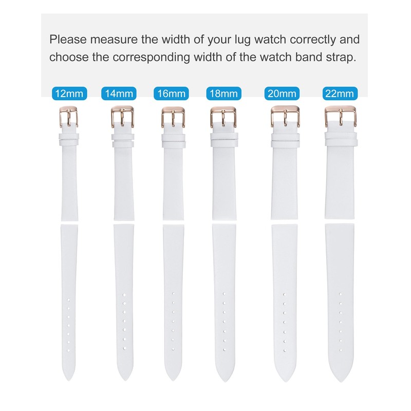 QUARKZMAN White Genuine Leather Strap 16 mm Width Flat Thin