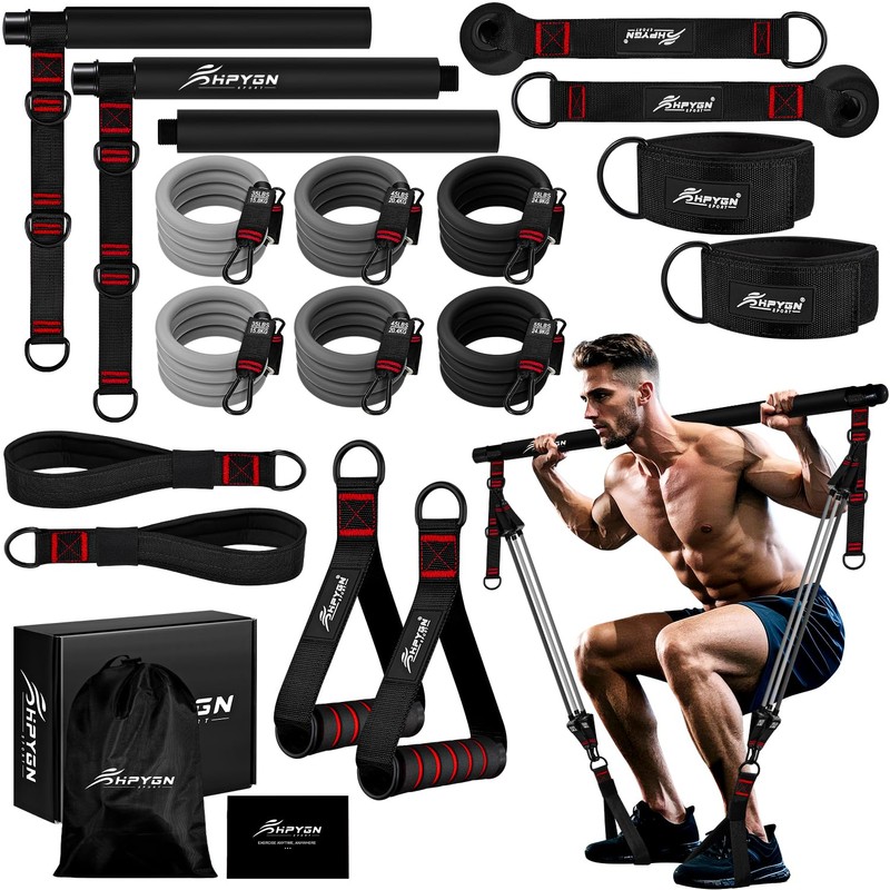 Kit de barra de pilates con bandas de resistencia, equipo