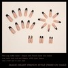 24PCS Long Coffin Ballerina False Nails - French Black Plastic