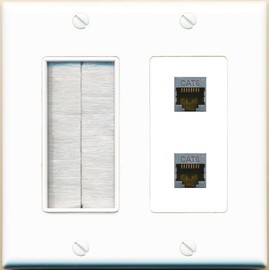 RiteAV 2 CAT6-SHIELDED with Brush Wall Plate [White]