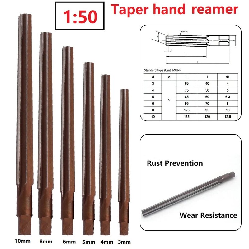 SPORTARC 1PCS/6PCS Taper Reamer Set, 1:50 Conical Degree Sharp Manual