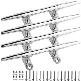SHENGHUISS Boat Open Base Cleat 316 Stainless Steel Mooring Dock Cleat with Screw for Boat,Deck,Hook,Yacht 4 Pack 10 inch