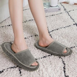 Microfiber Modern Cleaning Slippers - Mop Indoor/Living Room Shoes (Detachable) Washable Men's (Khaki)
