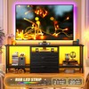 Black TV Stand with Mount and Power Outlet and LED