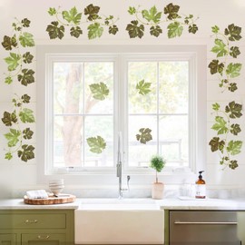 Jiusely 240cm Ivy Wall Stickers, Kitchen Decorations for Walls, Wall Stickers for Kitchen Living Room Bedroom Furniture, Green Vine Leaves Plant Stickers, Wall Stickers & Murals