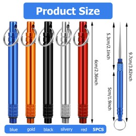 Metal Toothpicks, Pack of 5 Titanium Toothpicks, Reusable, Portable Toothpicks for Travel, Protective Frame for Picnics and Outdoor Camping Trips, 5 Colours