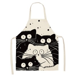 ShopINess Funny and Original Cat Apron for Adults and Children Ideal for BBQ Parties and Festivals - Cotton and Linen Machine Washable, Cat Friends