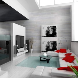 Easy Peel & Stick DIY Real Distressed Wood Wall Plank or Panel - 12 Pieces - 19.50 SF - Large 5" x 46.5" (Rustic White)