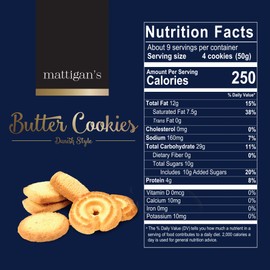 Mattigan's Butter Cookies Traditional Danish Style Cookie Assortment, 16 Oz Tin with Gift Box, Gourmet Gifts for Holidays, Birthday, Special Occasions, Snack Gift, Assorted Cookie Dessert Sweets, Reusable Metal Tin