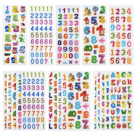 24 Sheets(300+) 3D Puffy Stickers for Toddlers Kids, Bulk Preschool Sticker Sheets for Reward, Craft, Scrapbooking (Number and Letter)