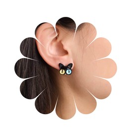 Xduargs Boho Black Cat Stud Earrings Vintage Resin Cat Earrings Black Cute Cat Earrings Animal Funny Cat Earrings Jewelry for Women and Girls
