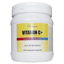Vitamin C 1000 mg + Bioflavonoids Time Released 500 Tablets Made in Germany Vegan: for Immune System, Skin, Teeth and Cartilage etc