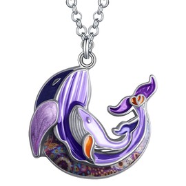 DALANE Enamel Alloy Cute Whale Necklace Ocean Fish Pendant Whale Jewellery Mother's Day Gifts for Women Girls Children, enamel, No Gemstone