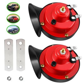 2x 12V Super Loud Train Horn Waterproof Motorcycle Car Truck SUV Boat Red