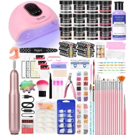 DouborQ Acrylic Nail Kit with Electric Nail Drill Nail Lamp False Nail Tips Starter Set Acrylic Nail Art Supplies for Beginner with Everything