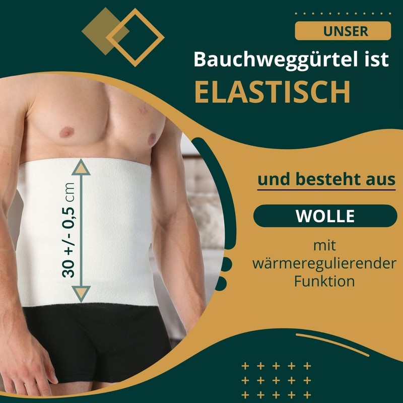 Easy8 - (White, L Abdominal Belt, Kidney Warmer, Wool Abdominal