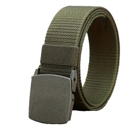 ESK Men's Belt, Nylon Belt, Metal-Free, Self-Defense Forces, One Size Fits Most, Military Waist, Sports, Buckle, Lightweight, green (moss green), Free size