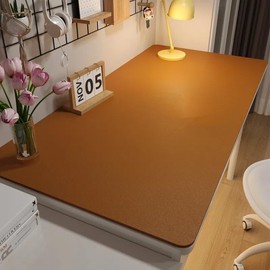 RHPBSF Leather Desk Mat, Large Office Desk Pad, Computer Desk Mat, Laptop Mat for Desk, Desk Protecor Mat, Desktop Mat, Desk Writing Pad, Desk Blotter Pad, Desk Cover Mat (Yellowish Brown, 47.2*15.7)