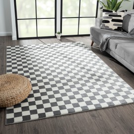 LUXE WEAVERS Checkered Gray 5x7 Geometric Polypropylene Area Rug