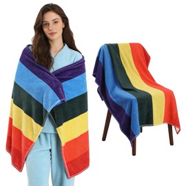 Soft Rainbow Flannel Throw Blanket for Couch 40x60 Cozy Throw Blanket for Bedroom Living Room Gifts for Pride Month