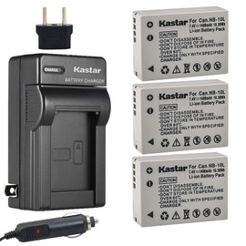 Kastar Battery (4-Pack) and Charger Kit for NB-10L, CB-2LC Work with PowerShot G1 X, PowerShot G15, PowerShot G16, PowerShot SX40 HS, PowerShot SX50 HS, PowerShot SX60 HS Digital Cameras