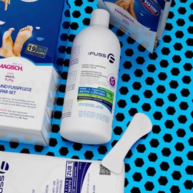 Mr. Fuss® No. 4 Plus Pack Basic Large Cuticle Callus Remover Economy Pack 3 Pieces Active Solution Quick Softening 500 ml Cotton Scraper