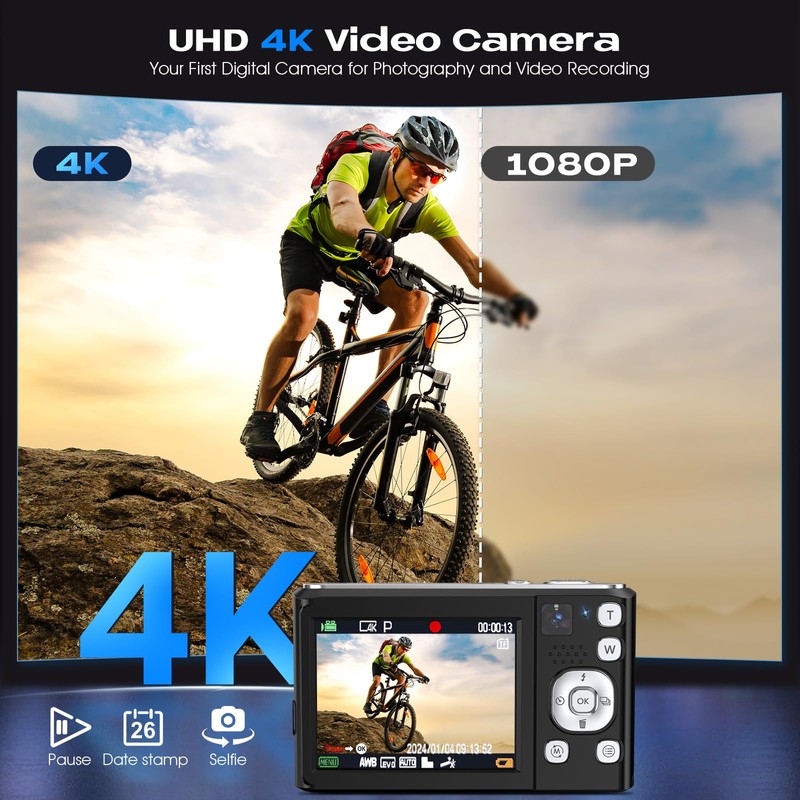 Digital Camera,Bofypoo 4K Autofocus Vlogging Camera with 32G Memory Card